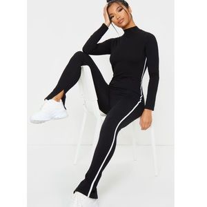Black high neck sports jumpsuit